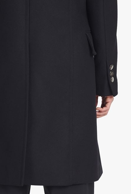 Long asymmetrical navy blue wool coat - 5