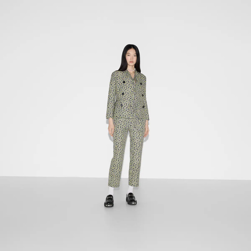 GUCCI Floral crêpe jacquard jacket outlook