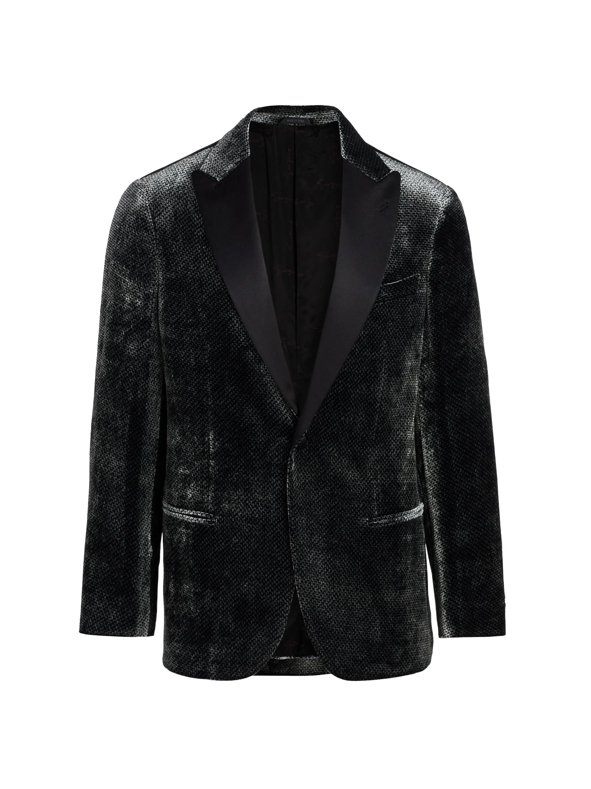 Men's Textured Velvet Dinner Jacket - Black Beauty - 1