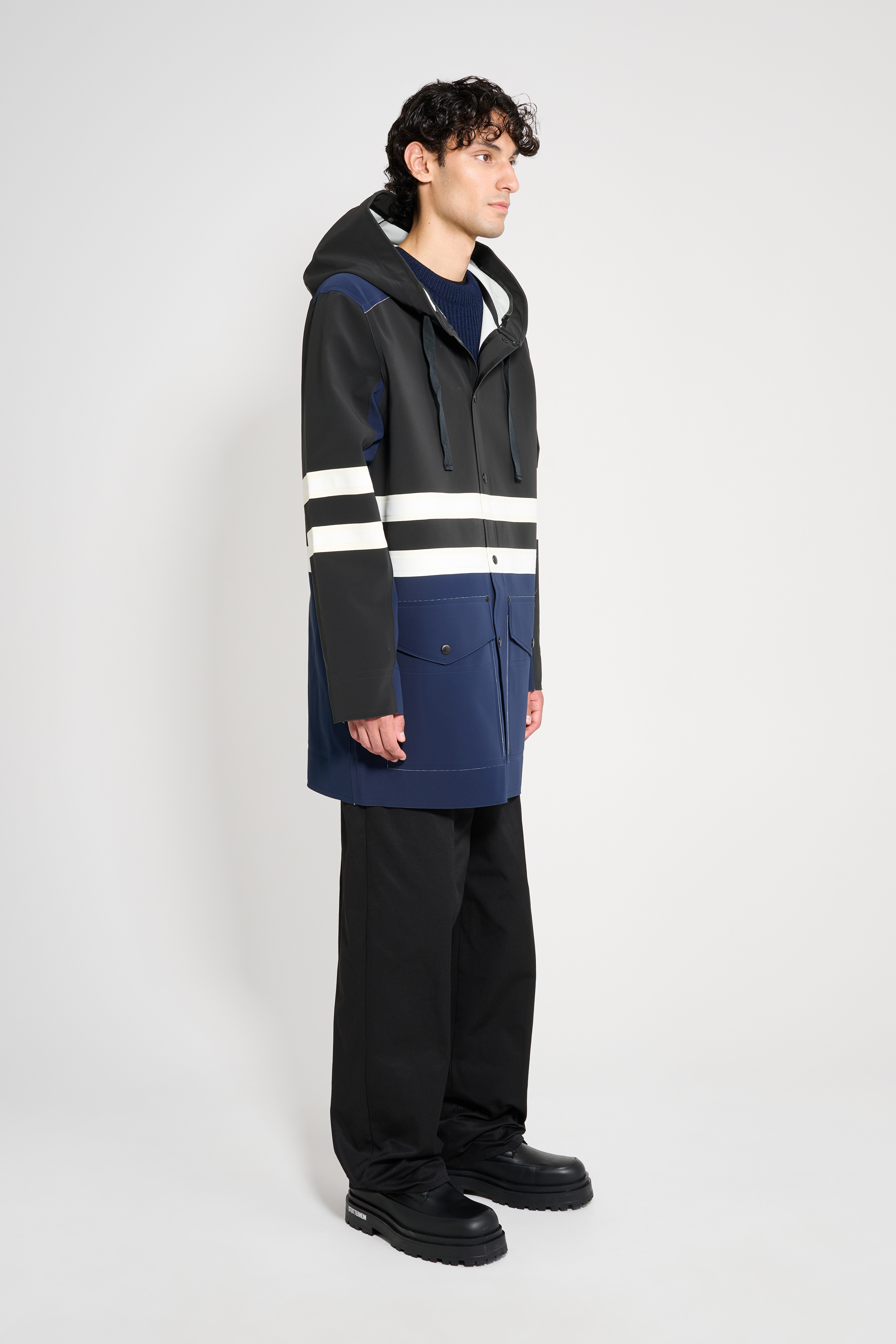 Nockeby Raincoat Black/Navy/White - 3