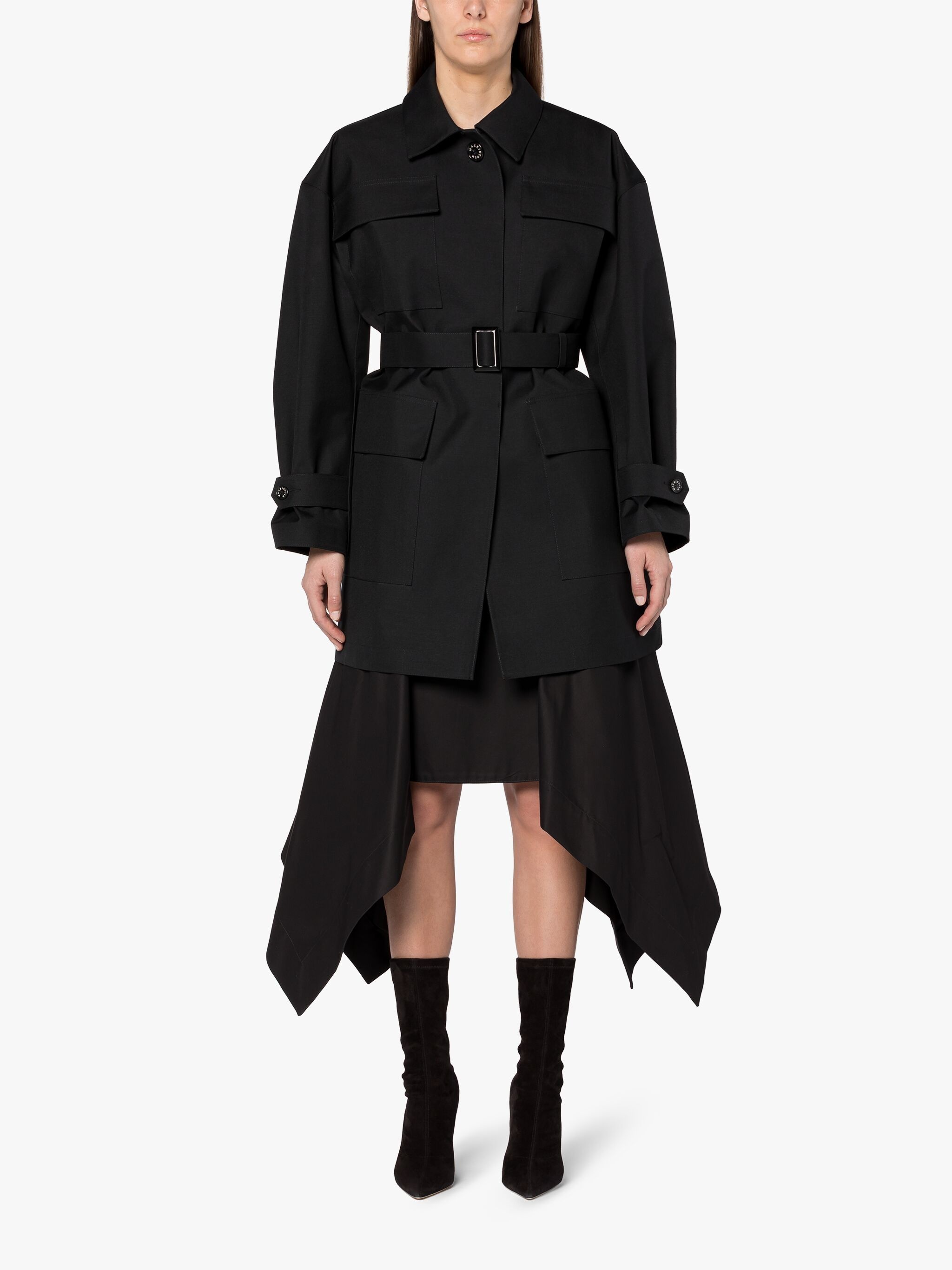 CAMDEN BLACK BONDED WOOL COAT - 3