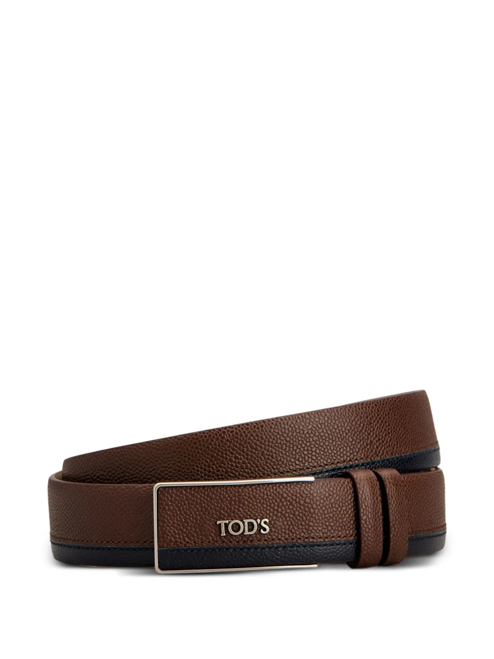 logo-plaque pebbled leather belt - 1