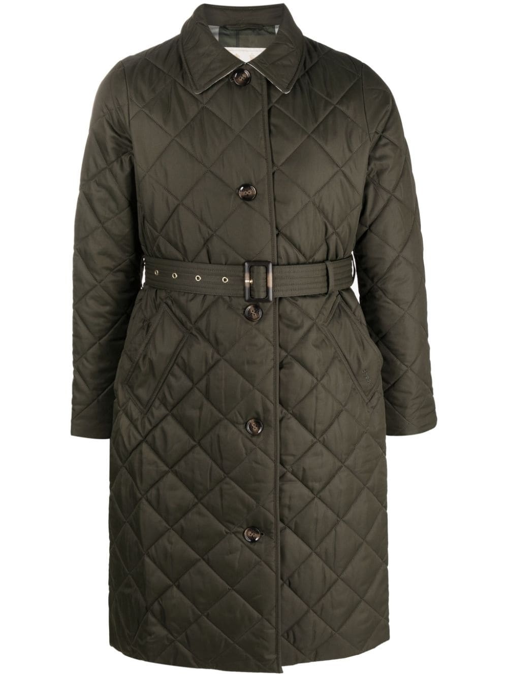 diamond-quilted single-breasted coat - 1