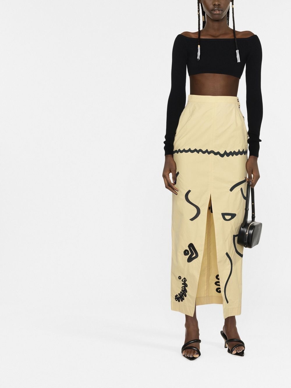 motif-print high-slit midi skirt - 2
