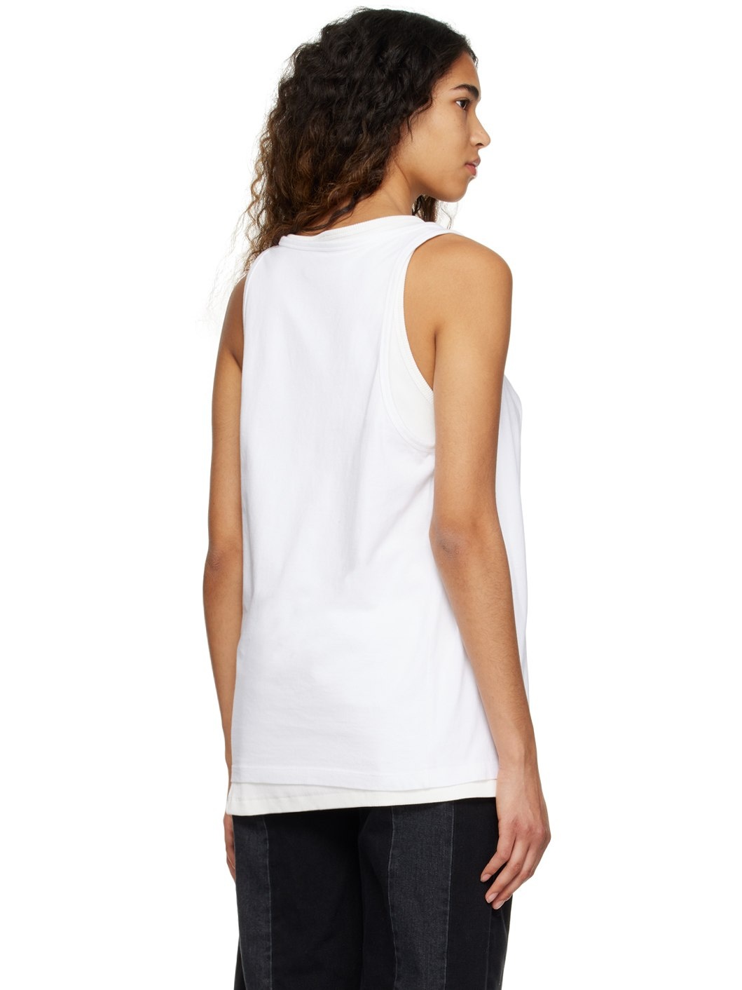 White Spliced Tank Top - 3