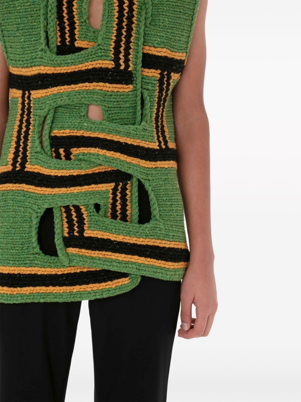interwoven striped wool vest - 5