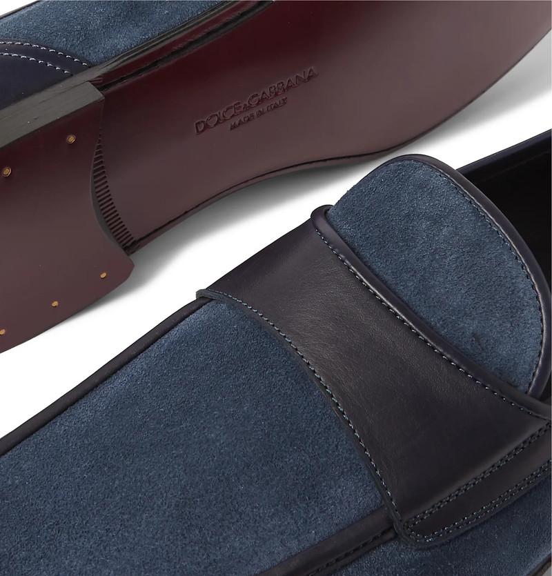 Leather-Trimmed 스웨드 Loafers 6