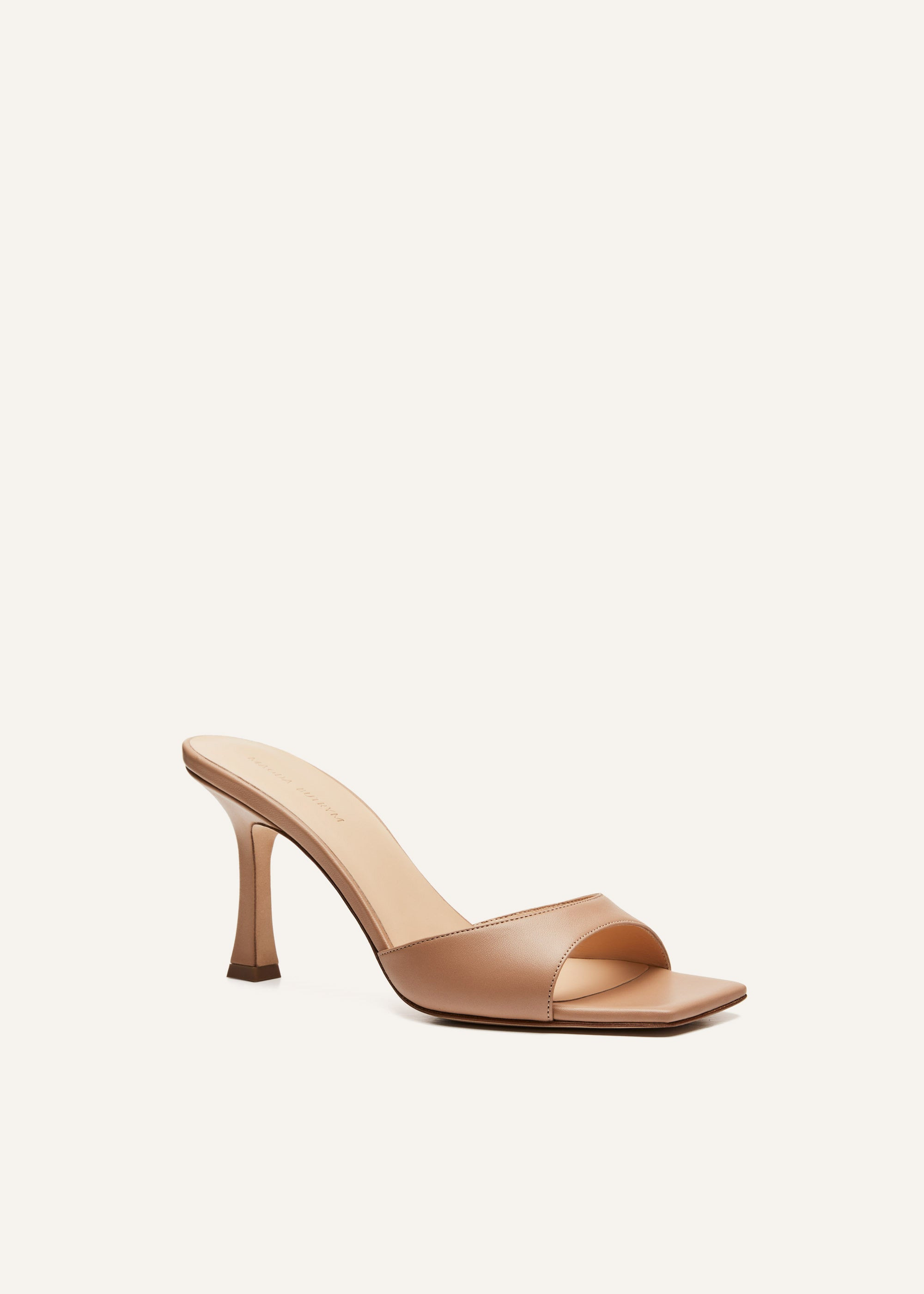 Thin leather mules in beige - 2