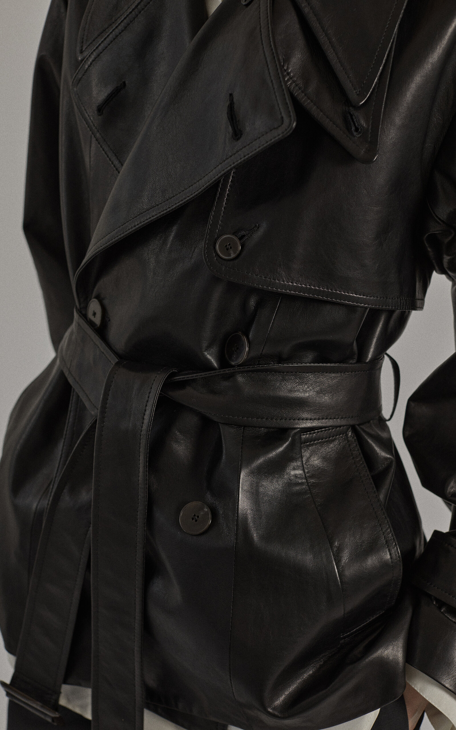 Iggy Double-Breasted Leather Jacket black - 5