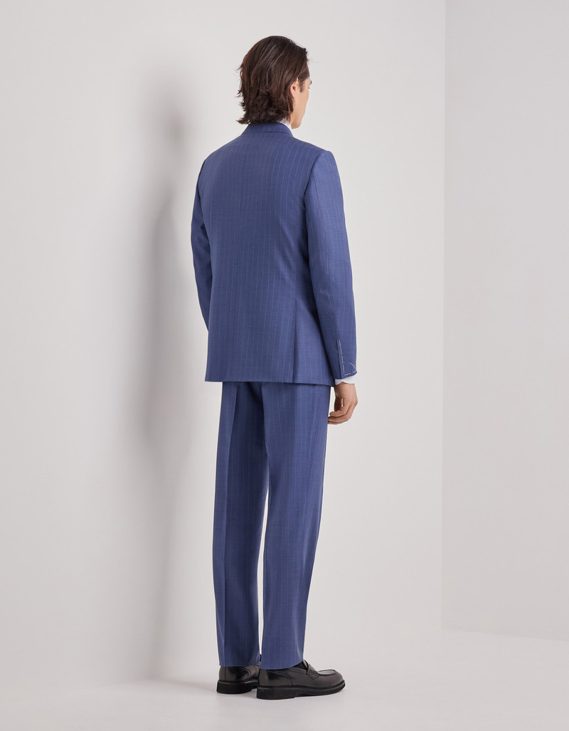 LIGHT BLUE DENIM-EFFECT WOOL REGULAR-FIT SUIT 40