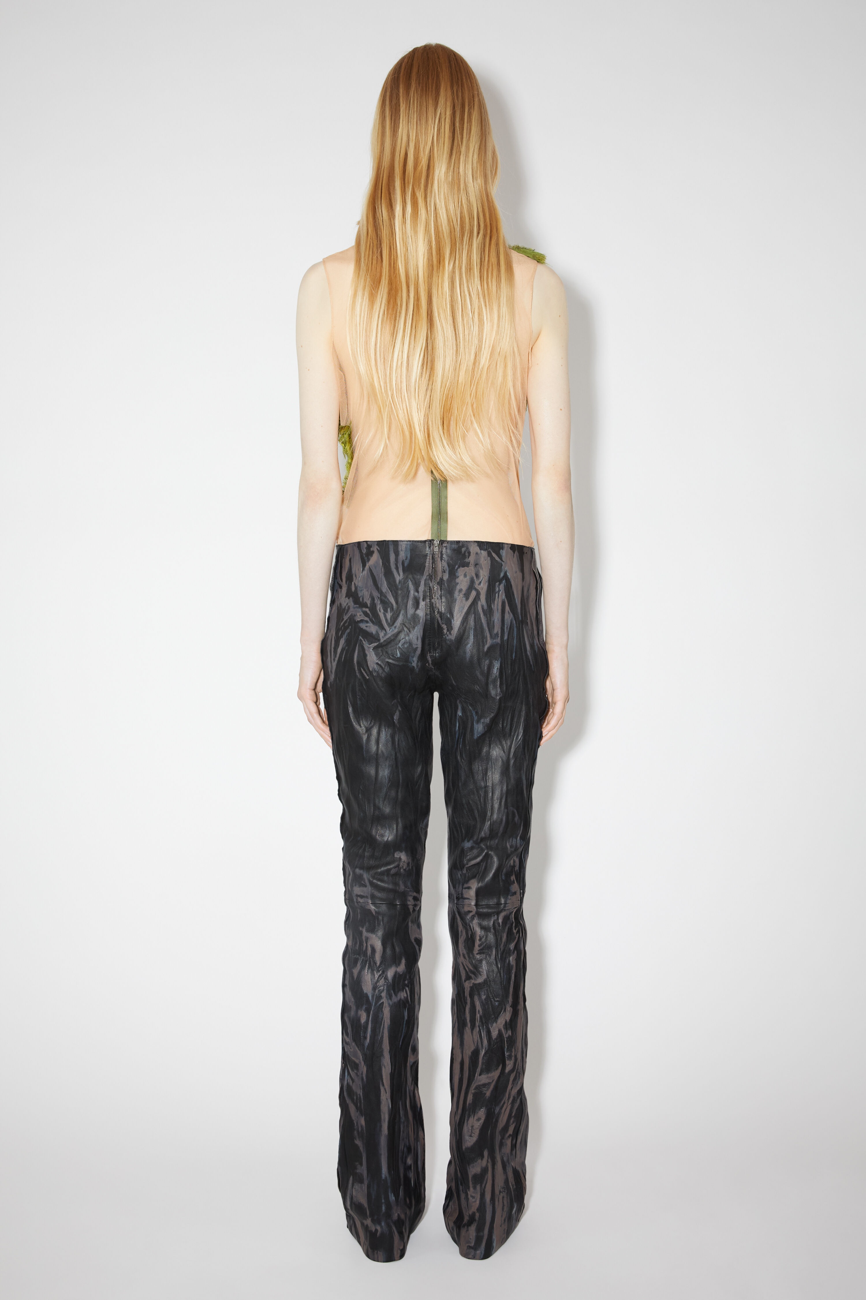 Creased leather trousers - Black/beige - 3