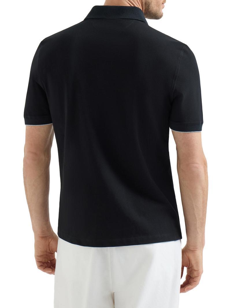Men's Cotton Piqué Polo Shirt with Logo - Black 3