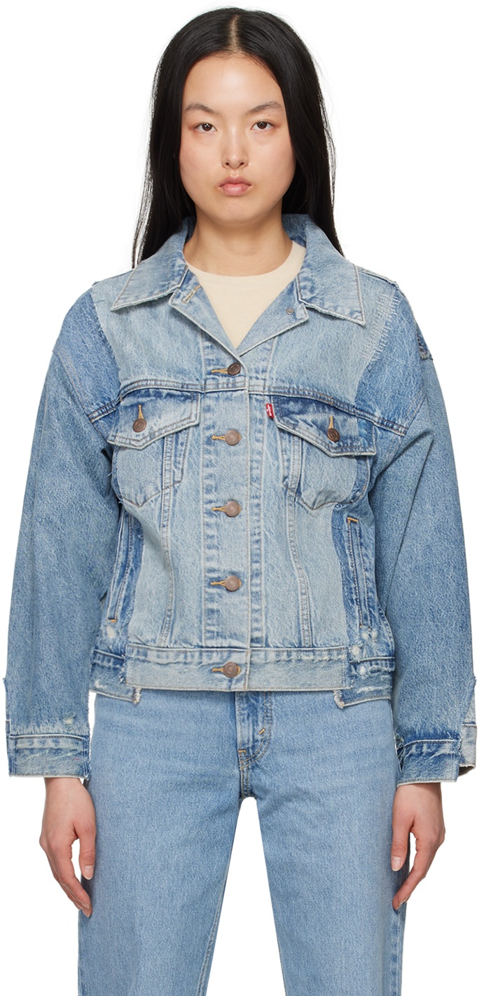 Blue 90s Repaired Denim Jacket - 1