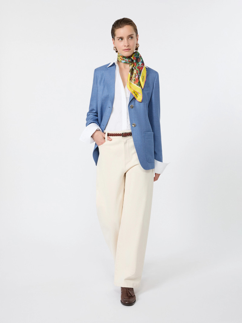 Max Mara PESCHE Single-breasted wool and silk canvas blazer - LIGHT BLUE outlook