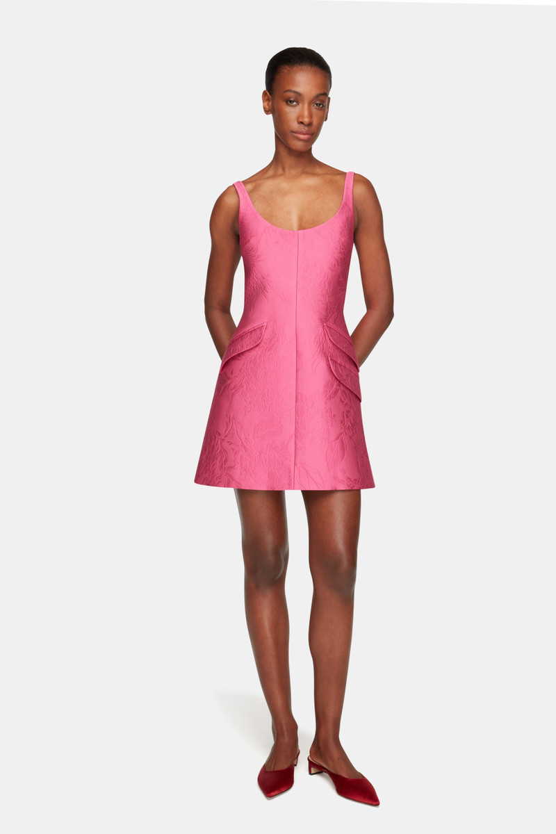 EMILIA WICKSTEAD Talia Dress In Hot Pink Embossed Cloque outlook