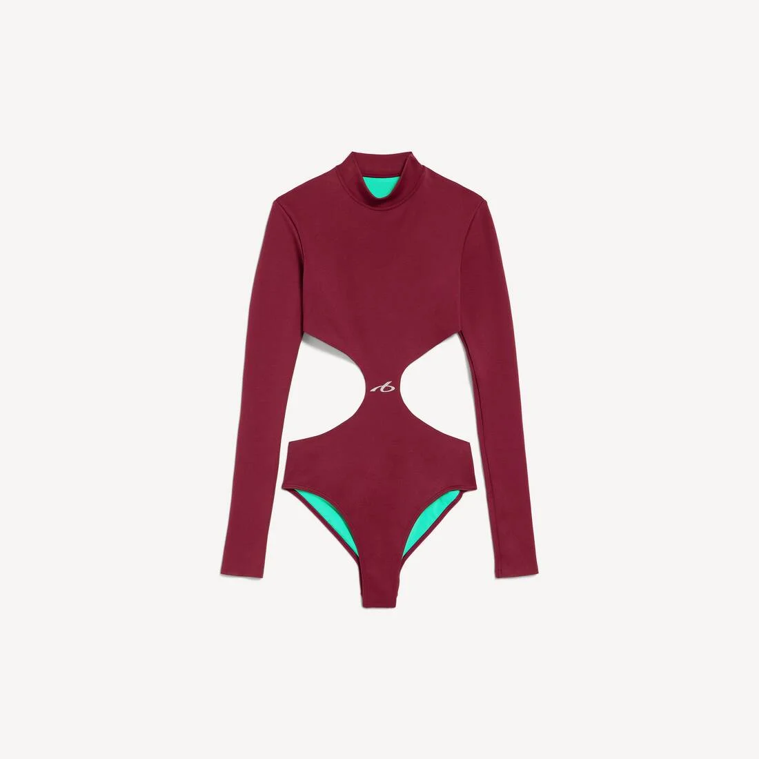 Women's Techwear Cut-out Bodysuit in Burgundy/aqua - 1