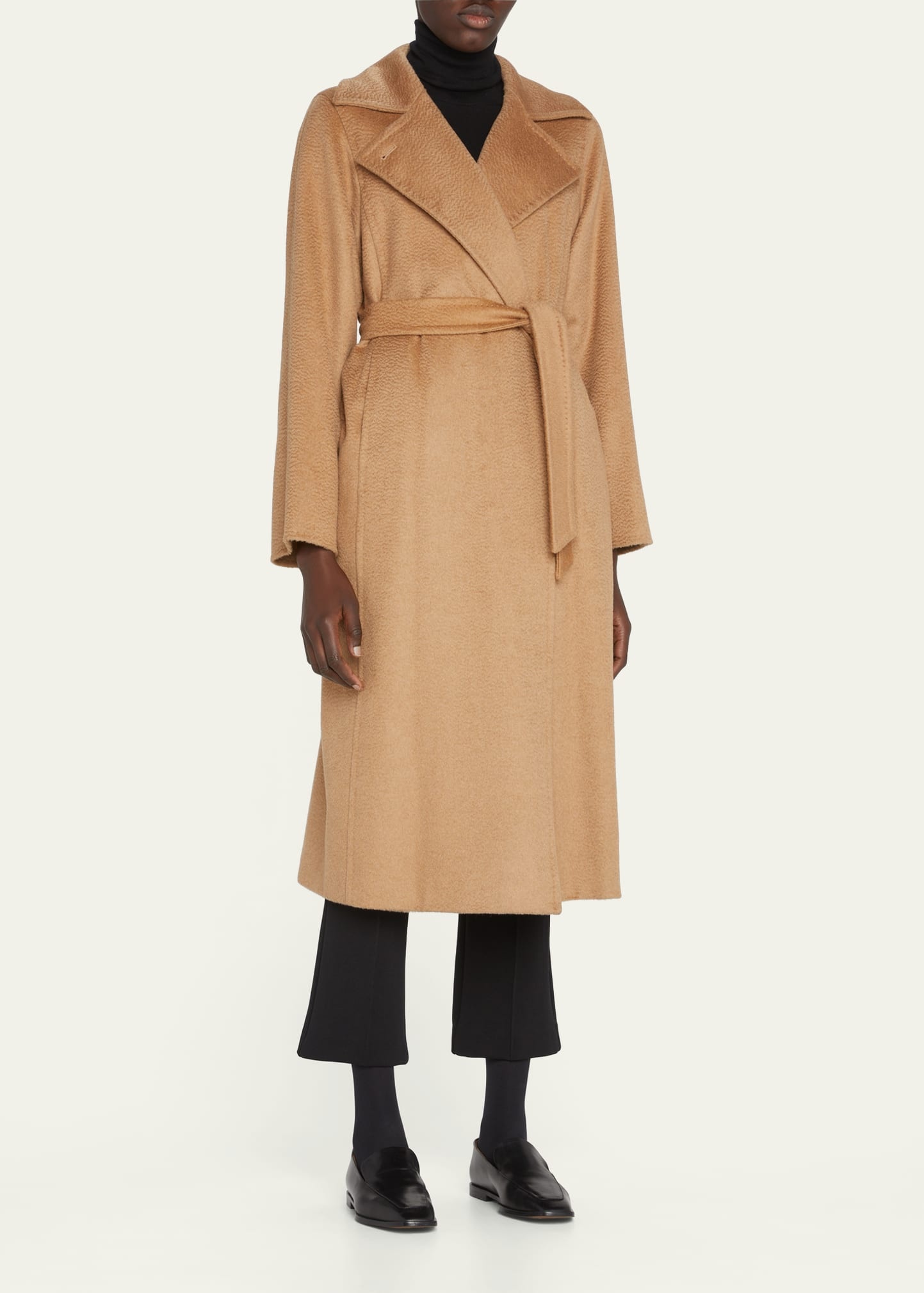 Manuela Belted Camel Hair Coat, Camel - 4