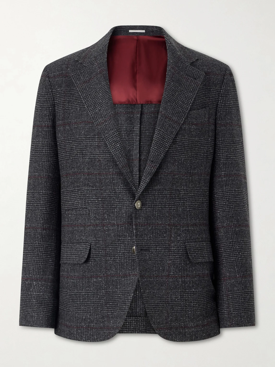 Checked Silk, Wool and Cashmere-Blend Suit Jacket - 1