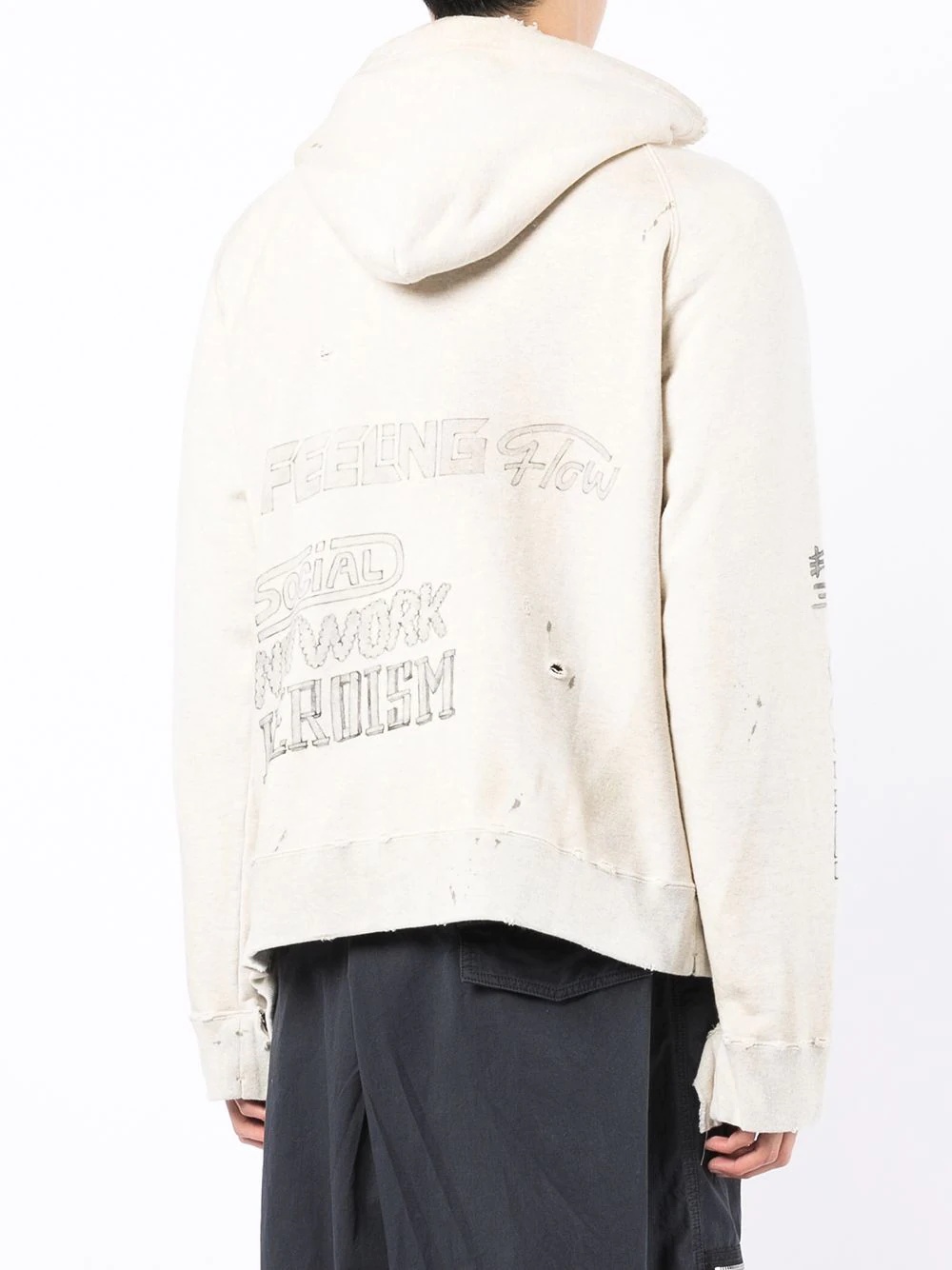 distressed-detail hoodie - 4