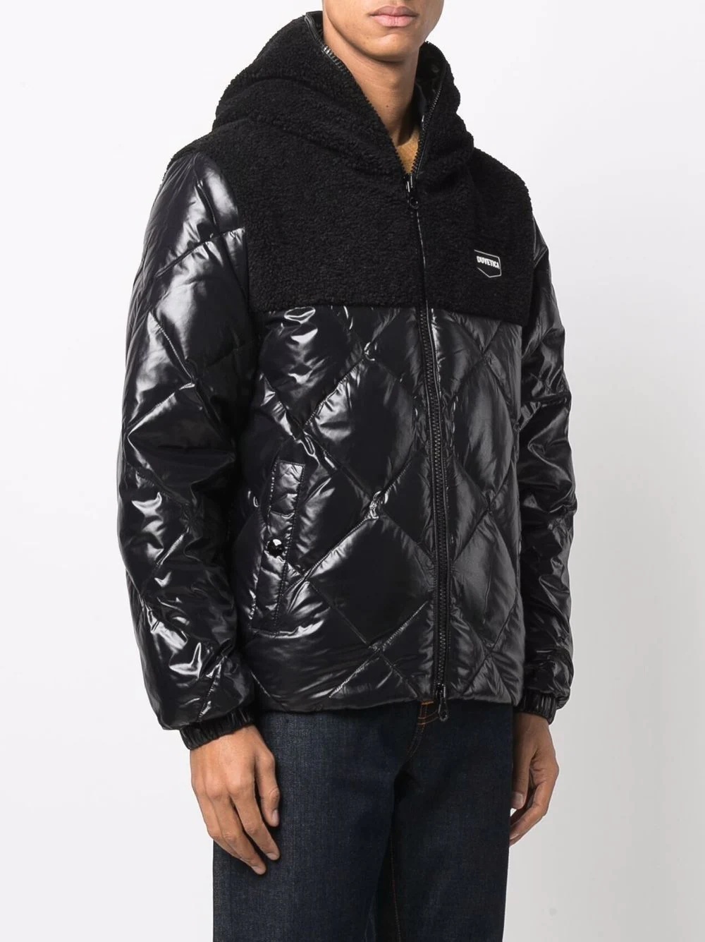 logo-patch quilted puffer jacket - 3