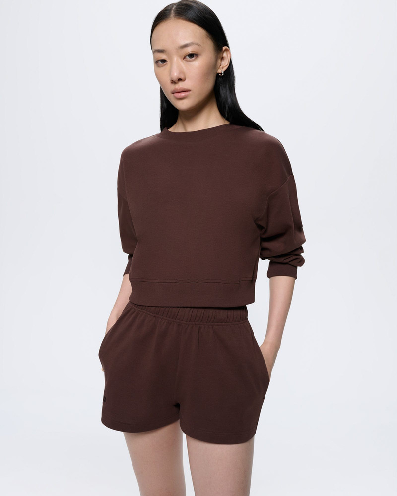 PANGAIA Womens Cropped Sweatshirt - Mahogany Brown outlook