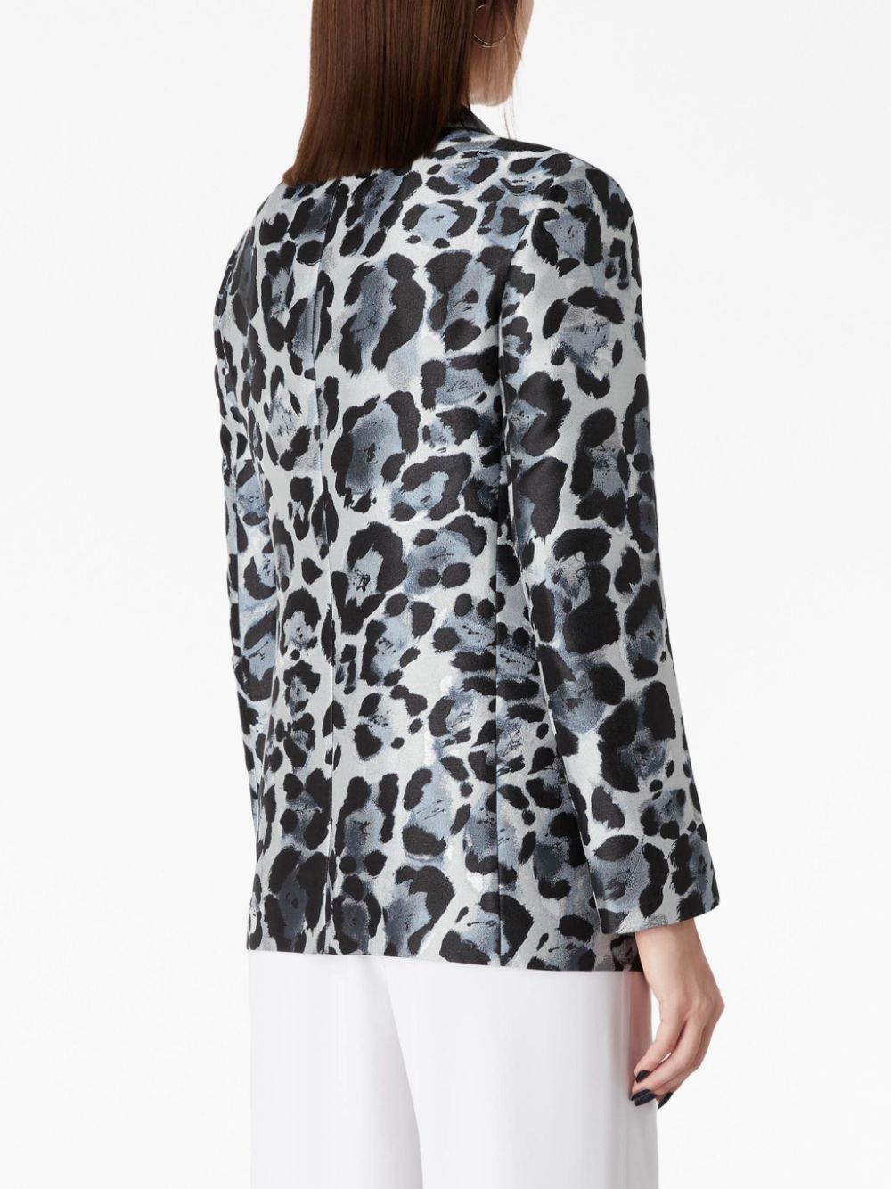 single-breasted leopard-pattern blazer - 4