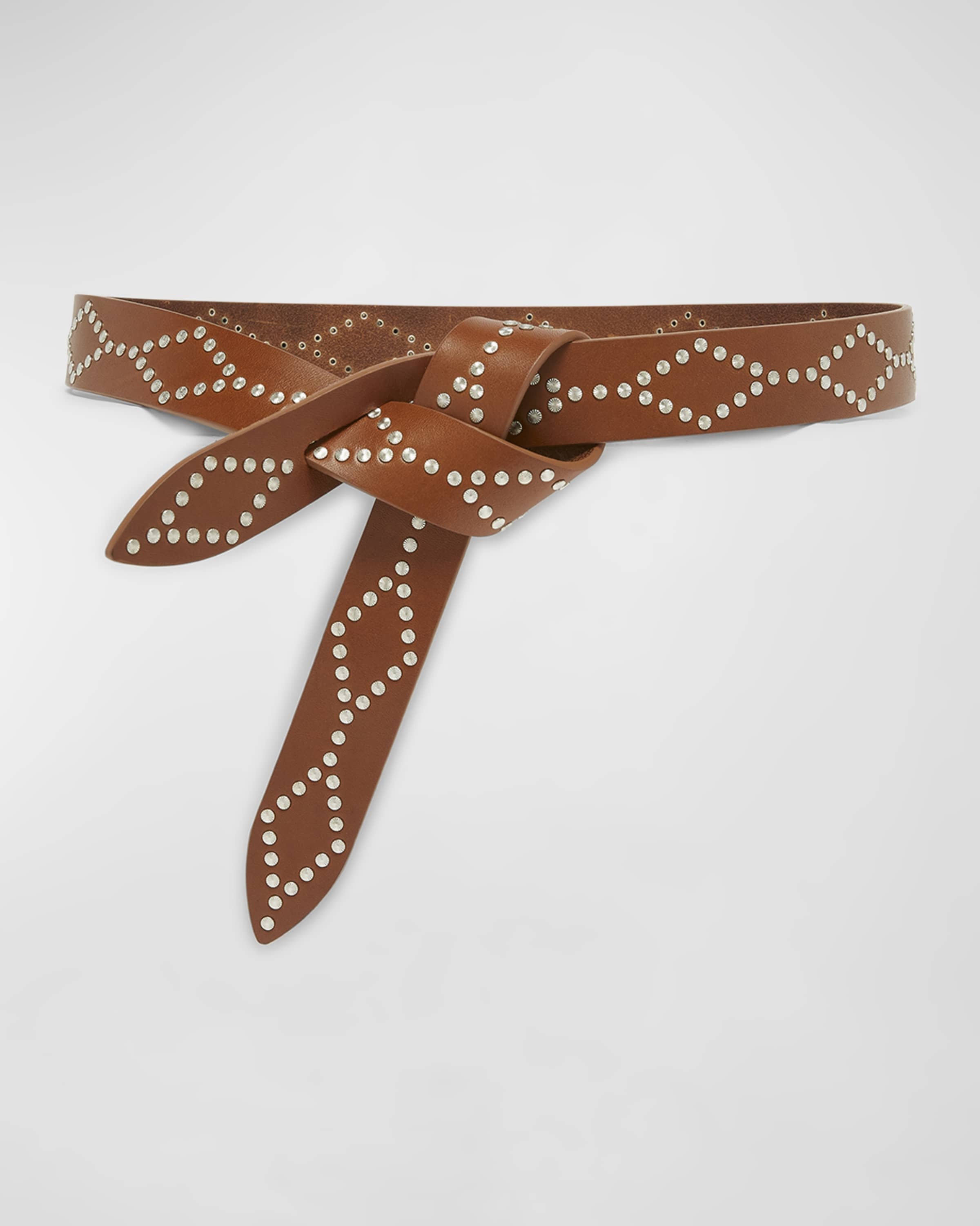 Lecce Studded Leather Pull-Through Belt - 1