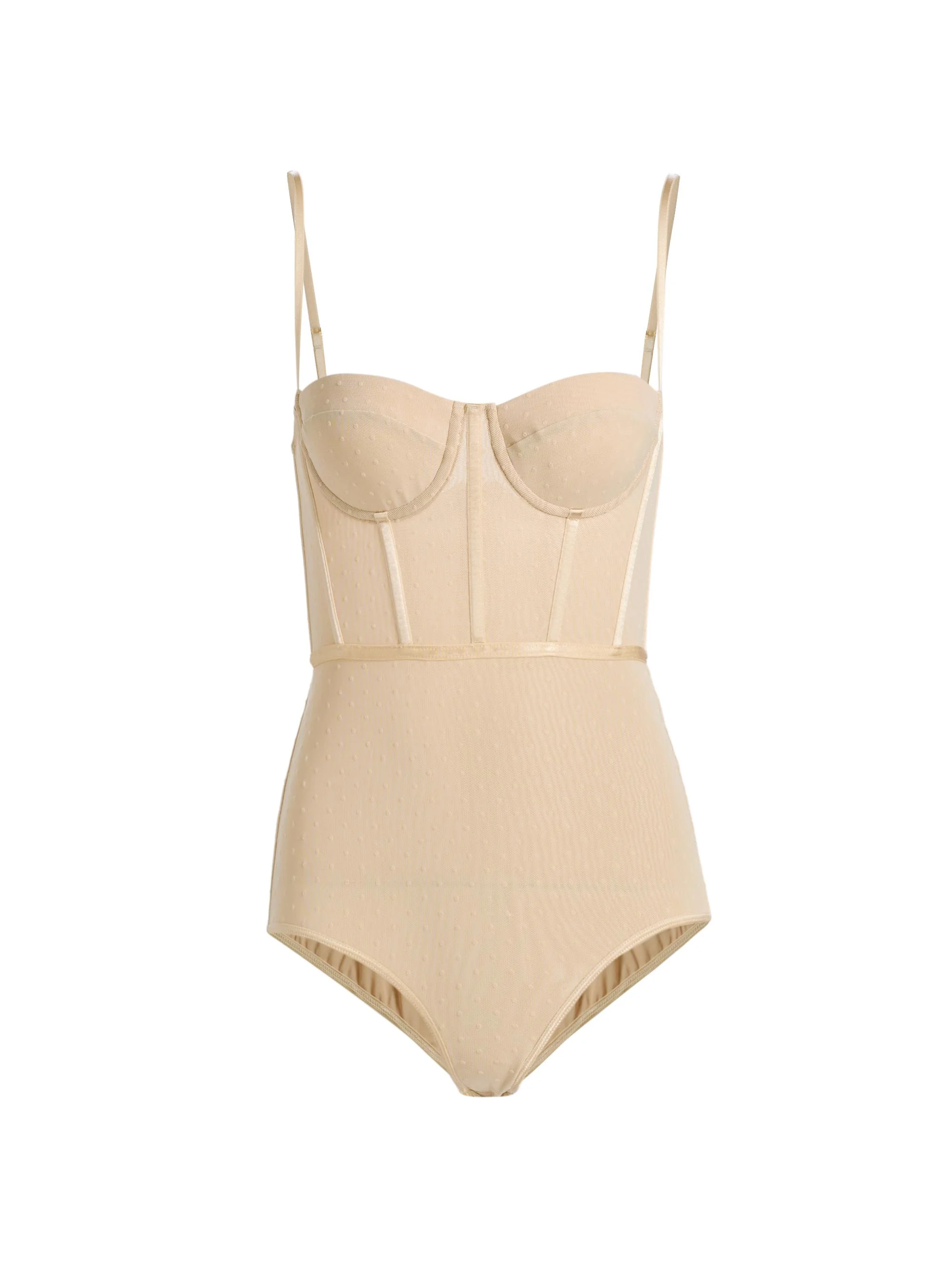 Women's Dot Semi-Sheer Bodysuit - Cream - 1