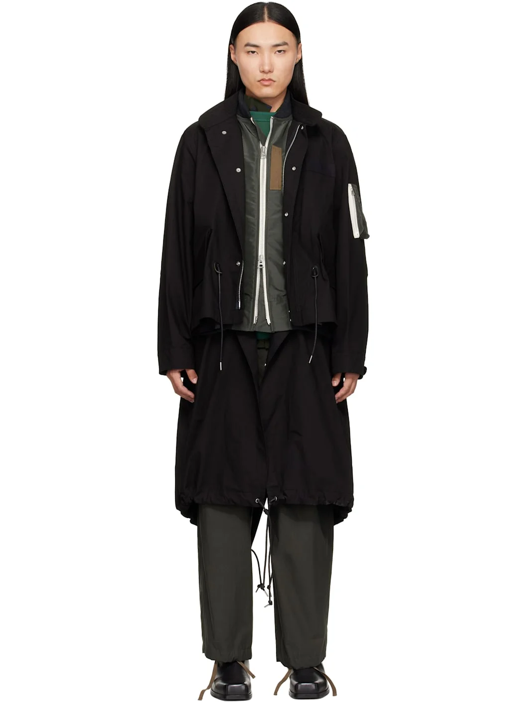 Black Nylon Twill x Ripstop Coat - 1