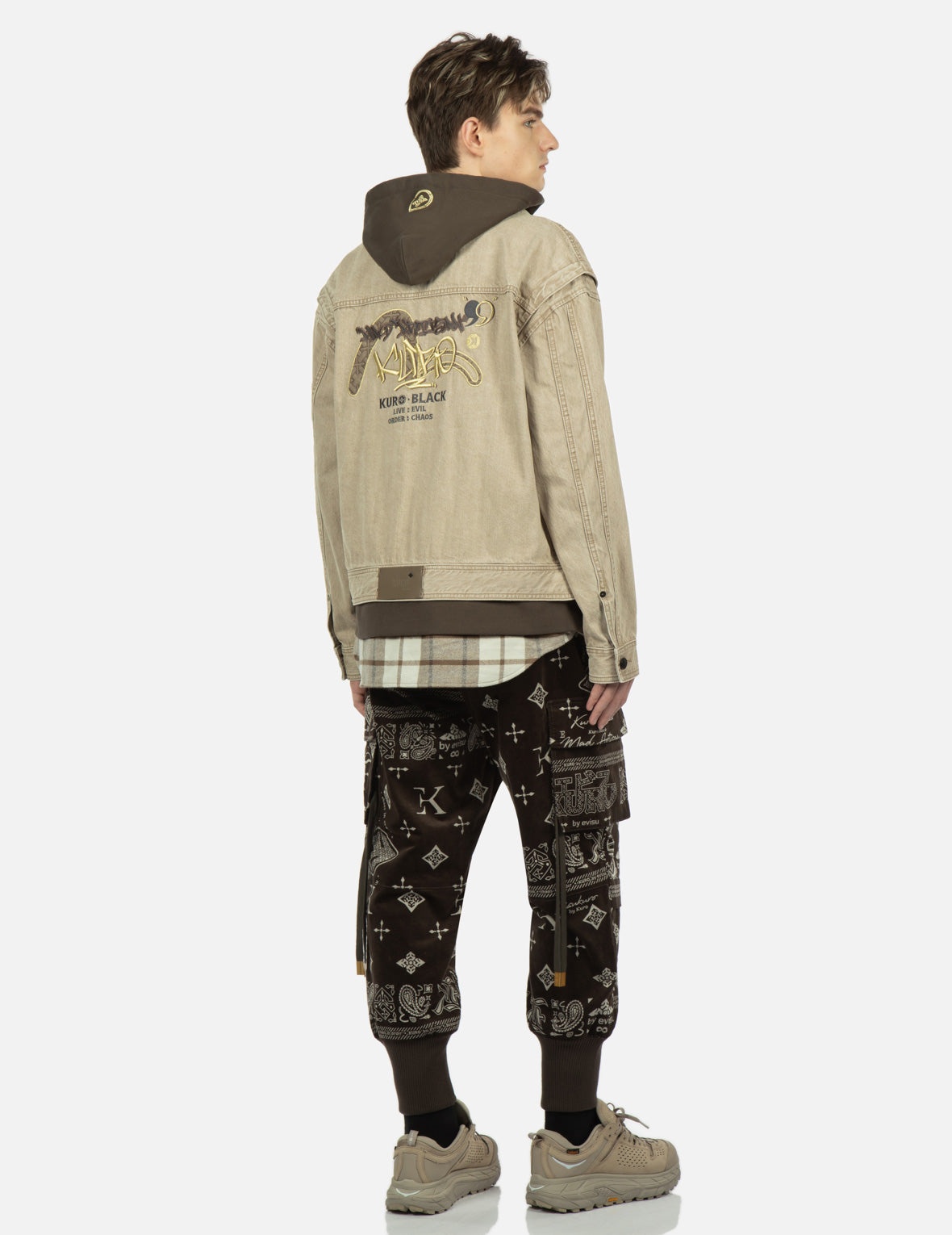Monogram Paisley and Logo Print Velvet Joggers - 4