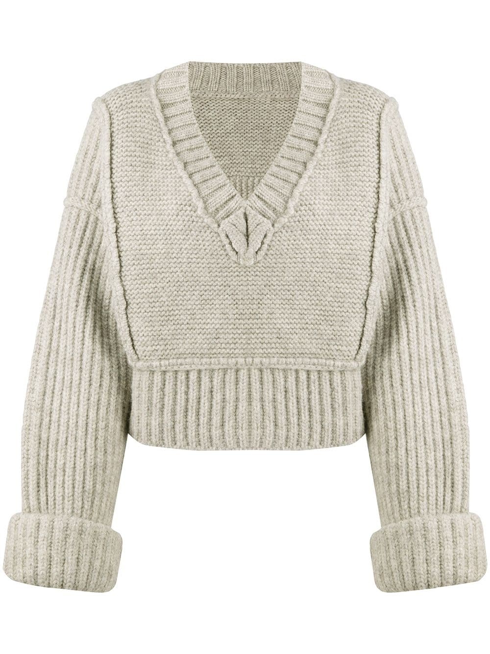 cropped oversized V-neck jumper - 1