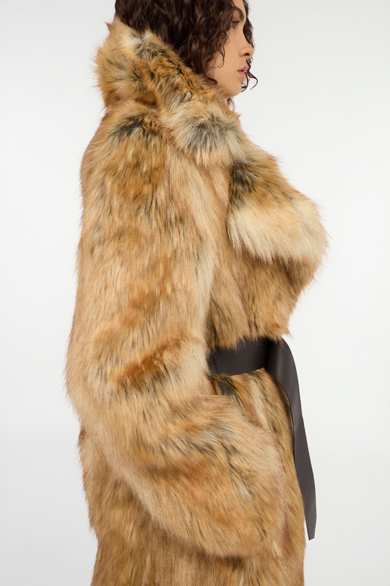 Brown faux fur coat 7