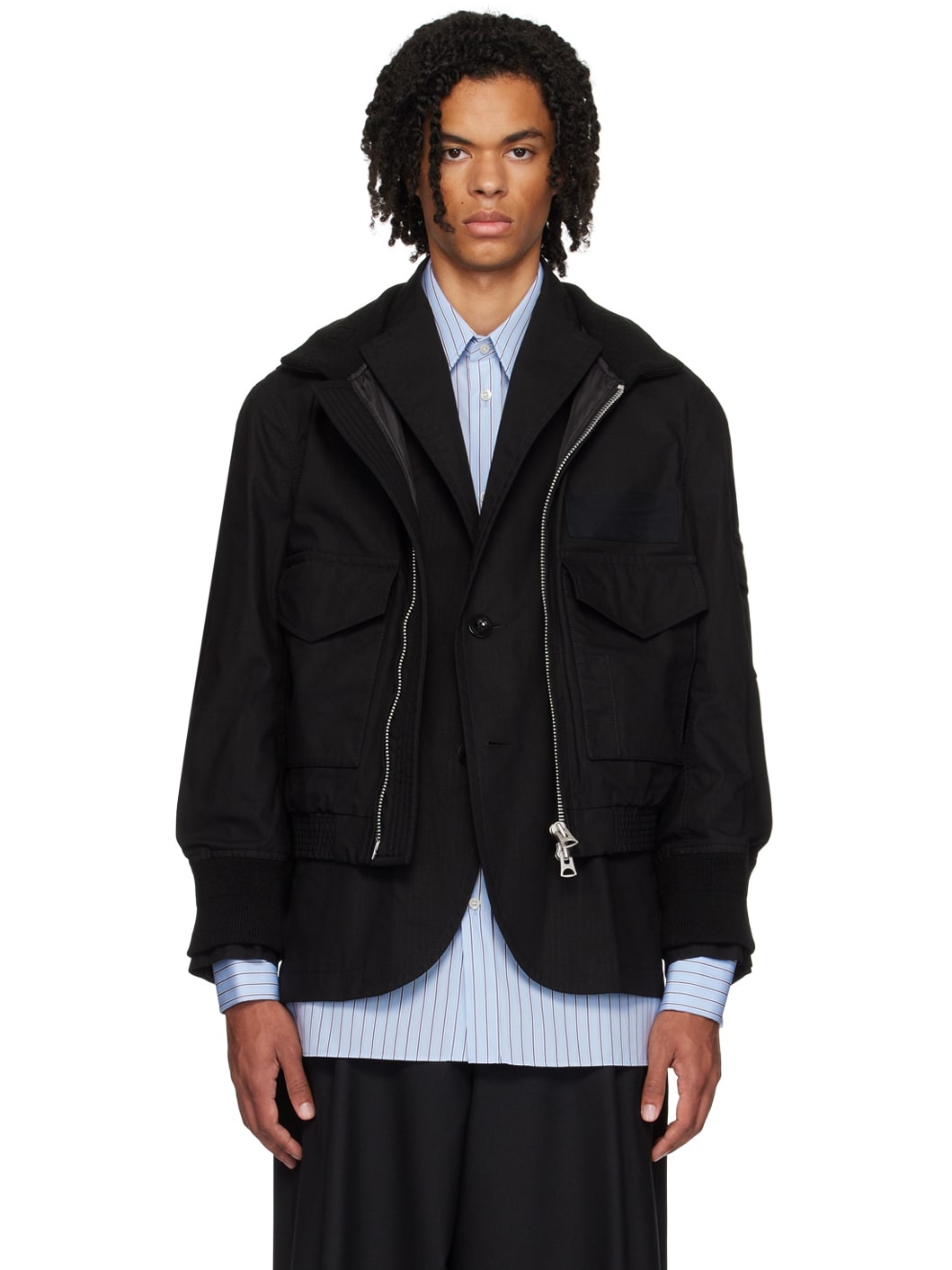 Black Flap Pocket Jacket - 1