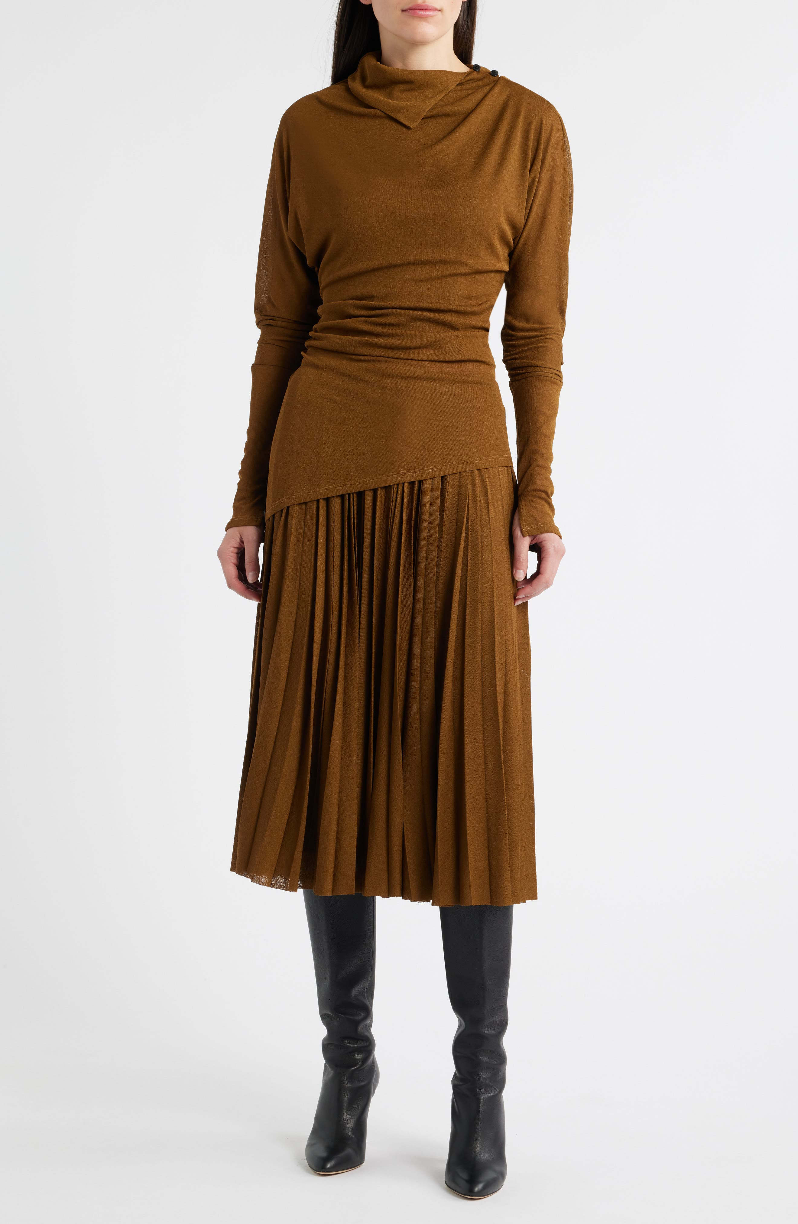 Proenza Schouler Golda Long Sleeve Jersey Top in Tobacco at Nordstrom - 7