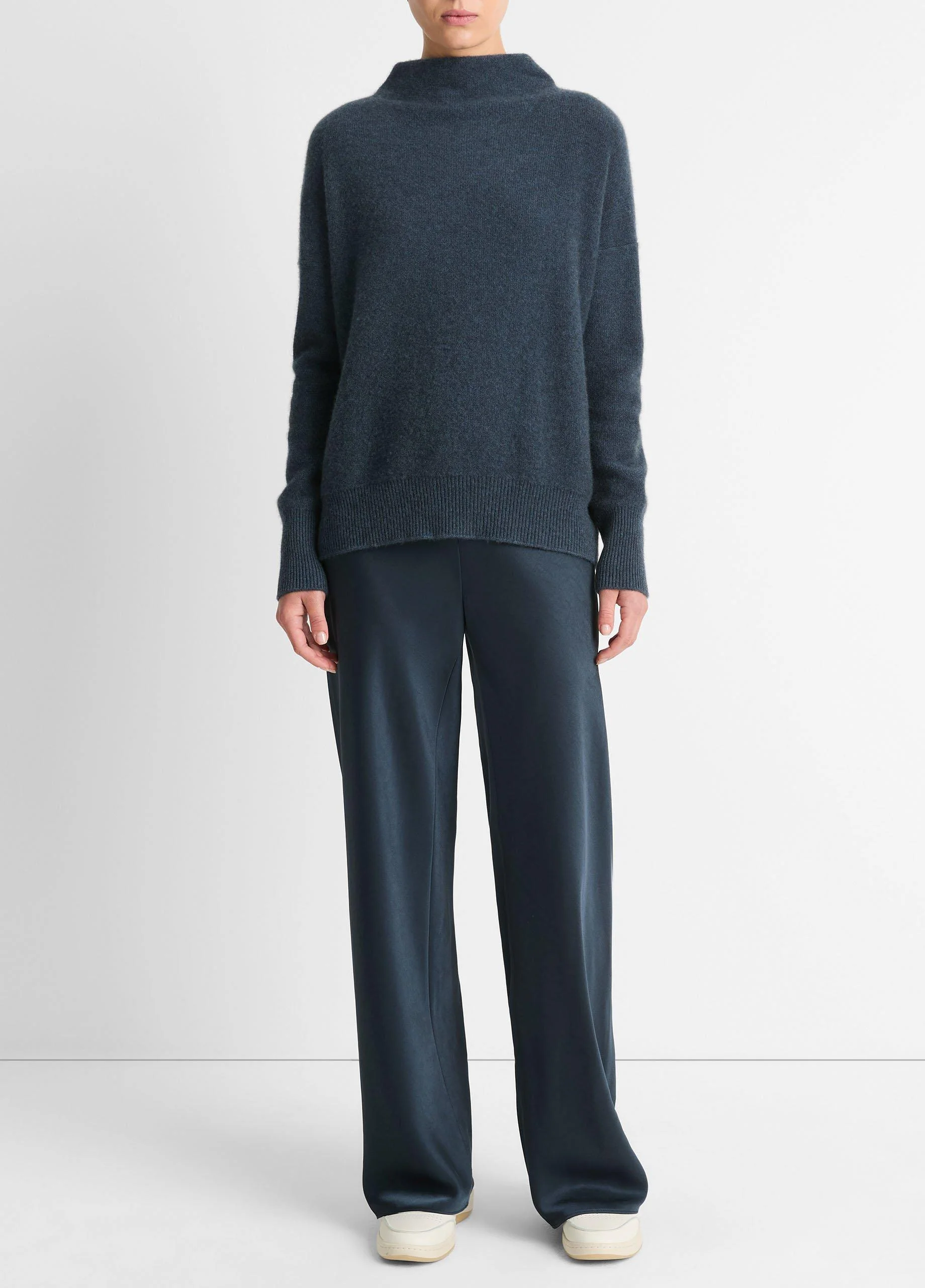 Plush Cashmere Funnel-Neck Sweater - 1