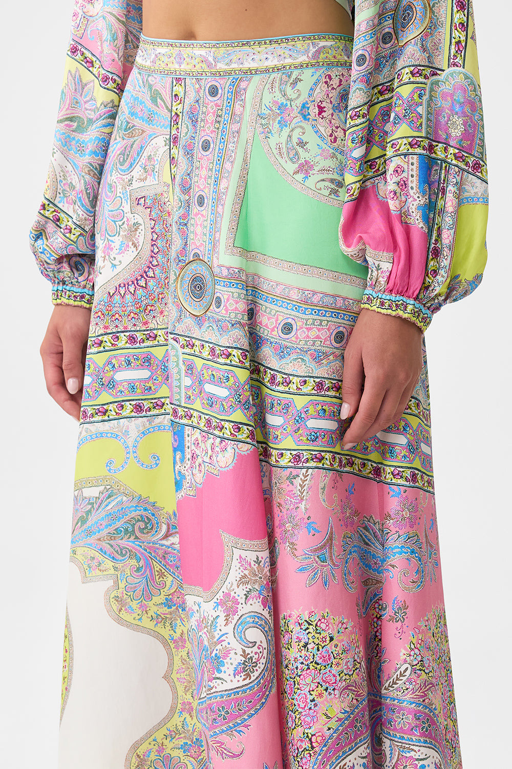 PANELLED FLARED LONG SKIRT - 5