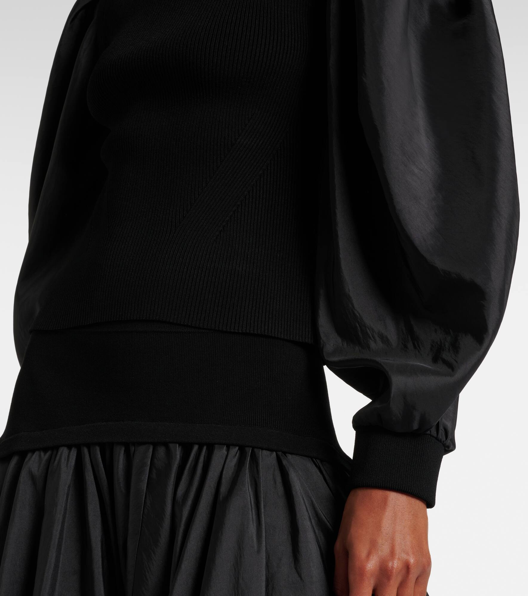 Jackie taffeta-trimmed knitted top - 5