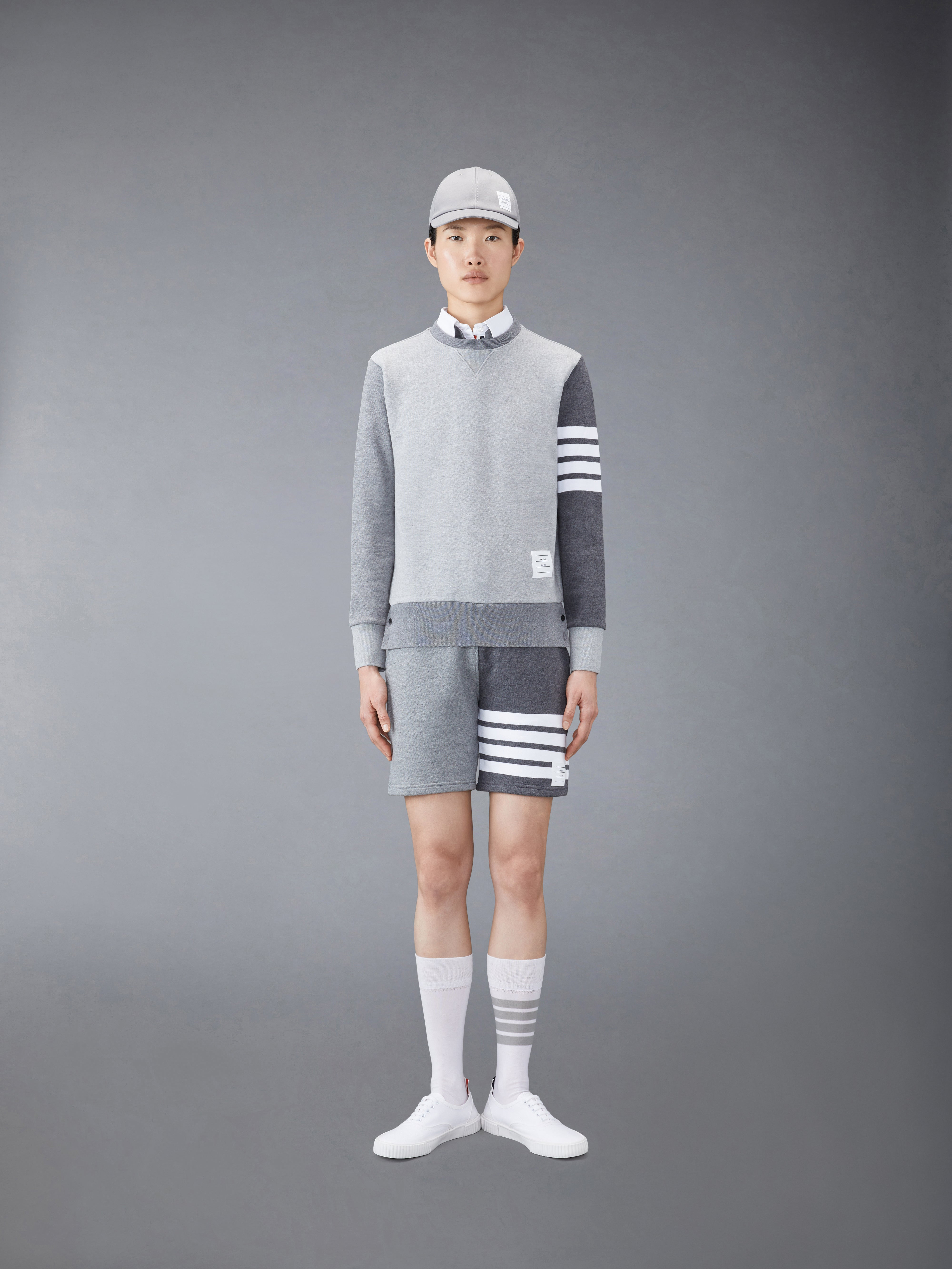 Tonal Grey Classic Loop Back Relaxed Crewneck 4-Bar Sweatshirt - 3