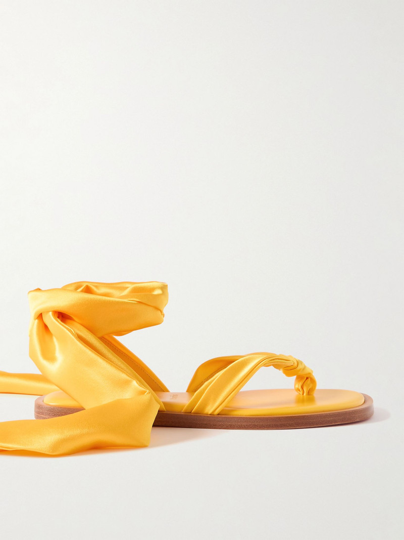 Nilo du Desert tie-detailed satin-crepe sandals Yellow - 1