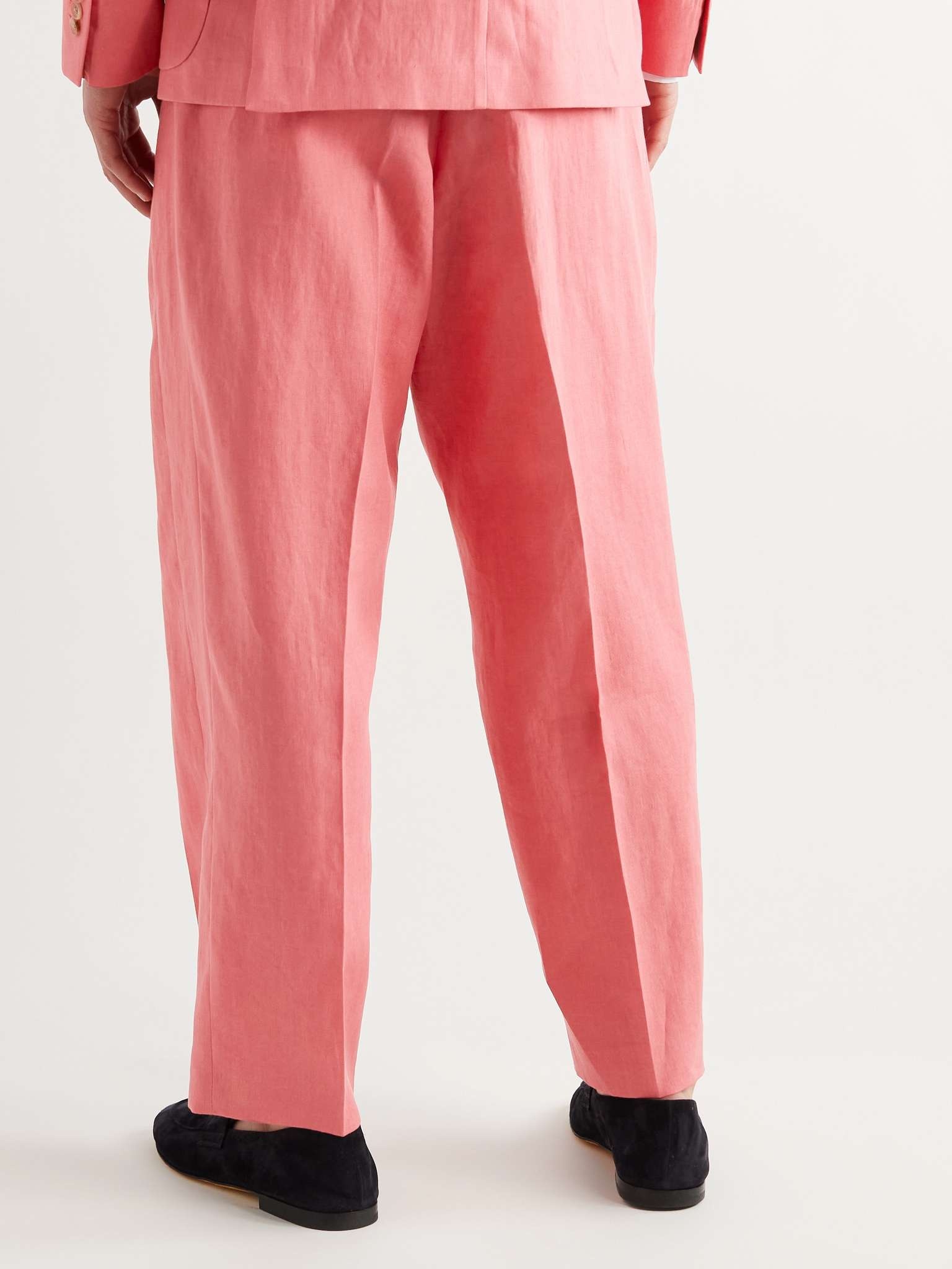 Pleated Linen Suit Trousers - 4