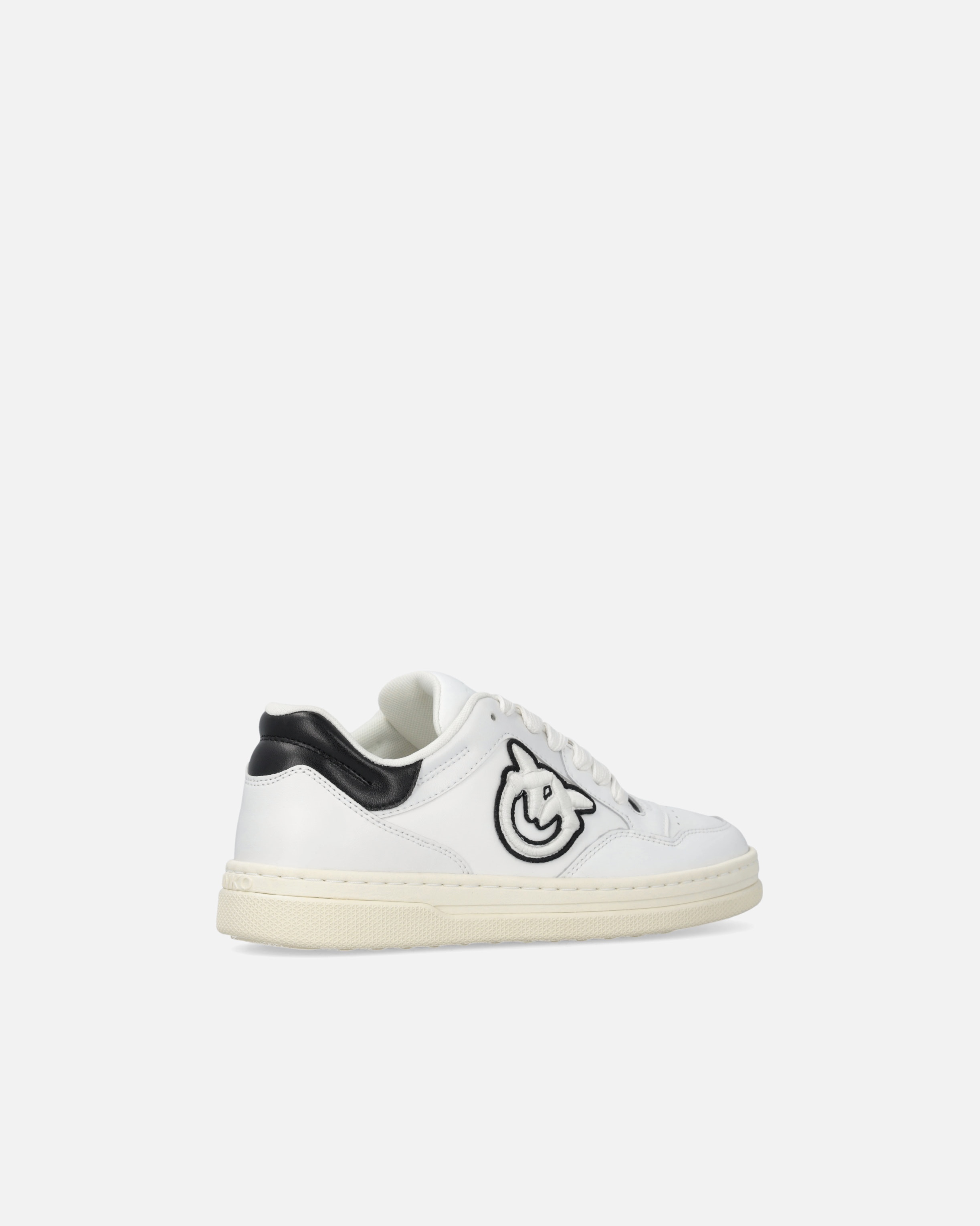 LEATHER SNEAKERS WITH BLACK AND WHITE LOGO - 3