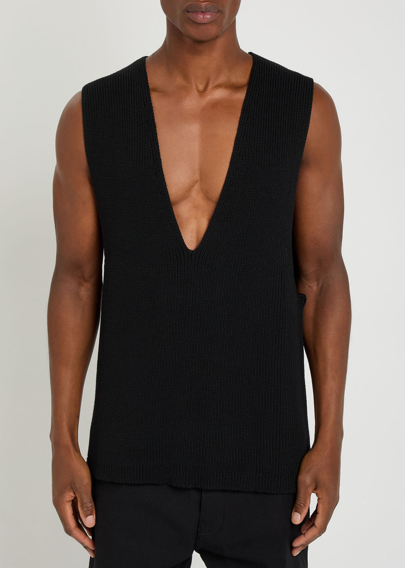 Rick Owens Rick Owens V-neck Ribbed Wool Tank outlook