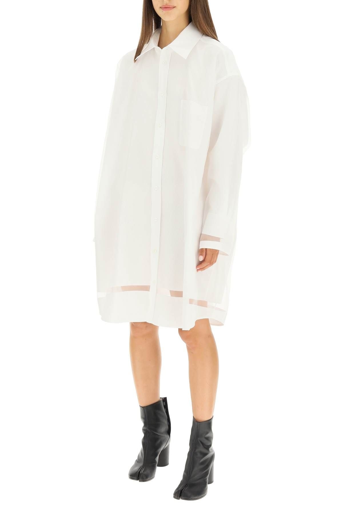 MINI SHIRT DRESS WITH TULLE OVERLAY - 2