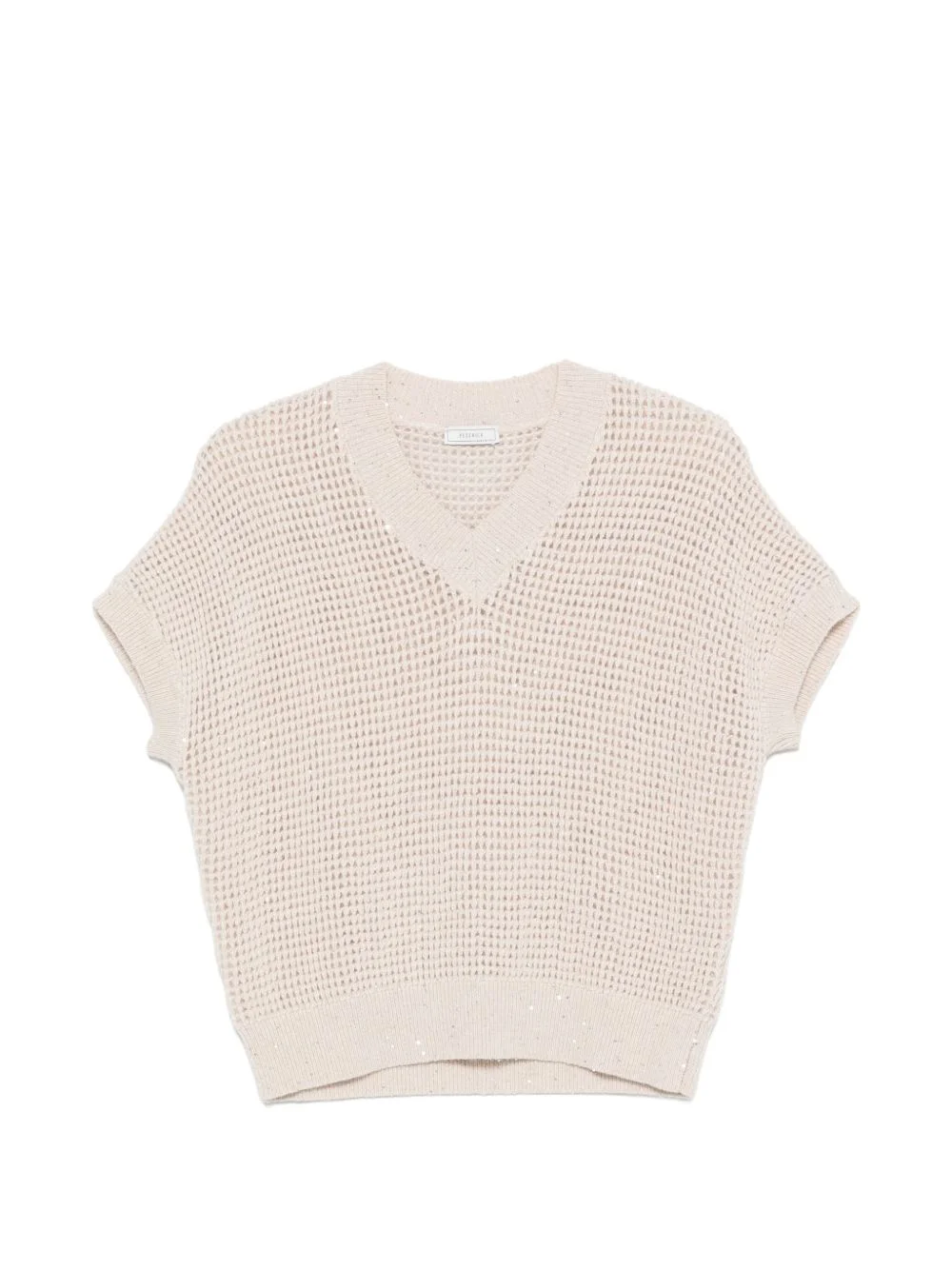 sequin-embellished open-knit top - 1