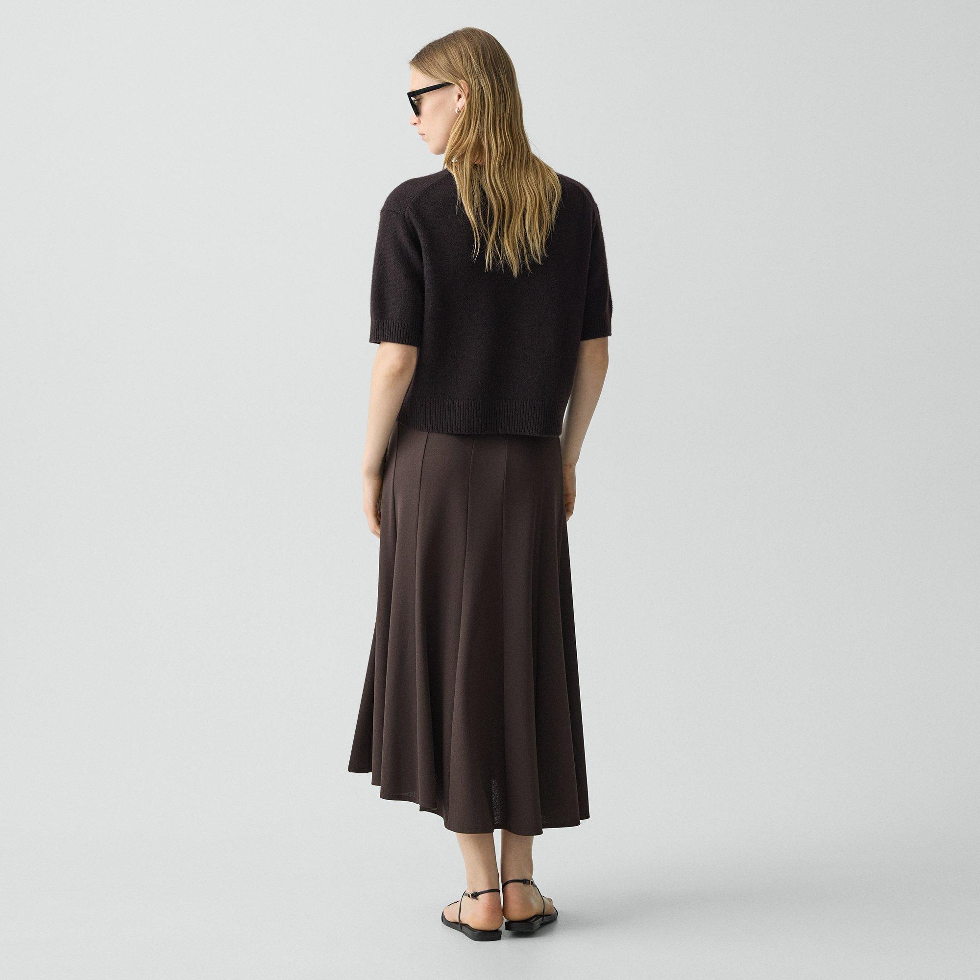 Fluted Seam Skirt in Crepe Jersey - 4