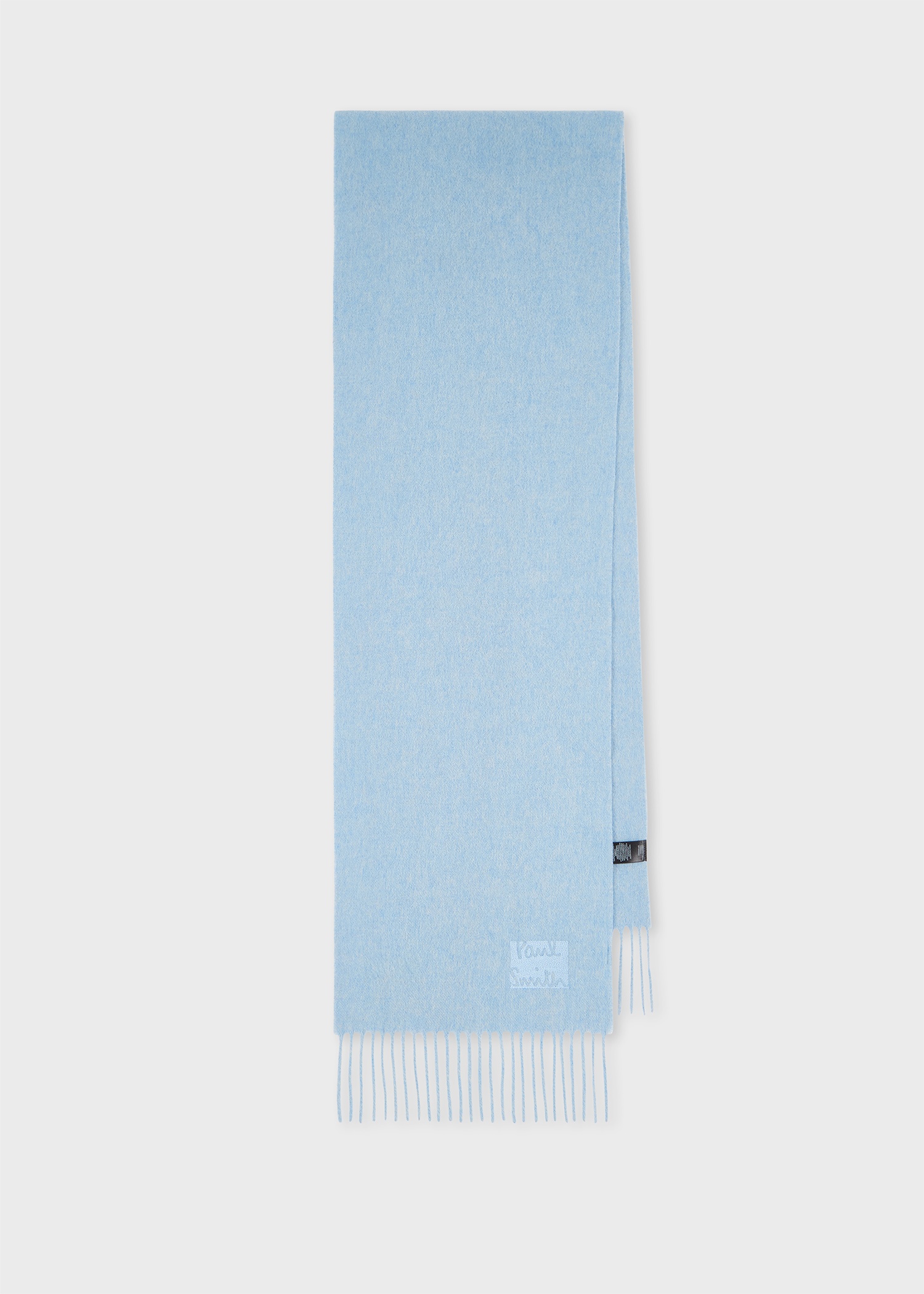 Light Blue Tonal Embroidered Logo Cashmere Scarf - 1