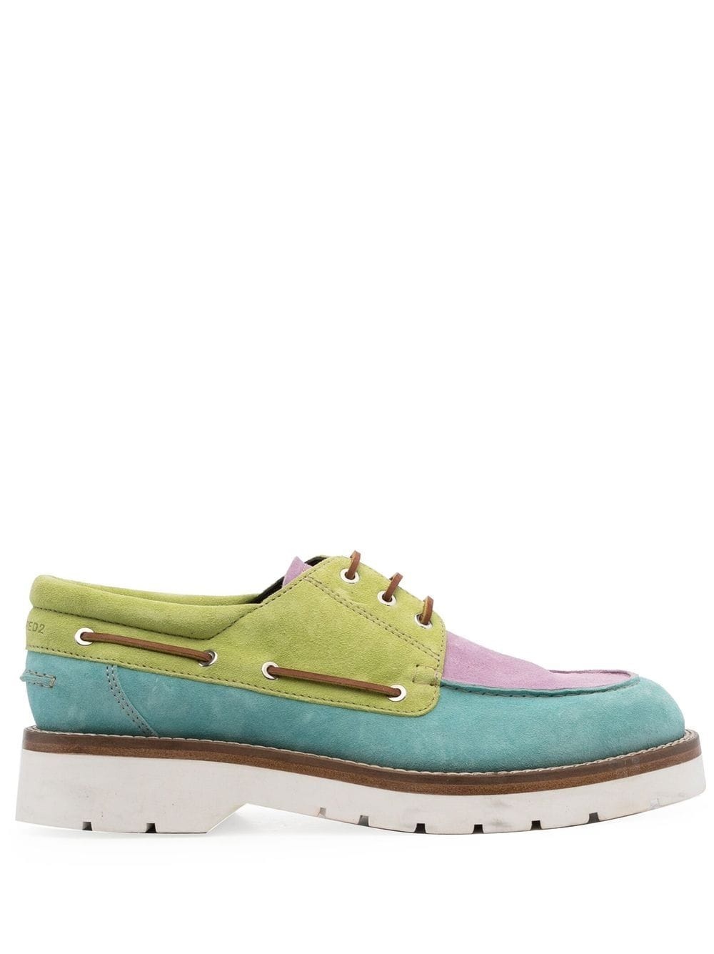 colour-block panel boat shoes - 1