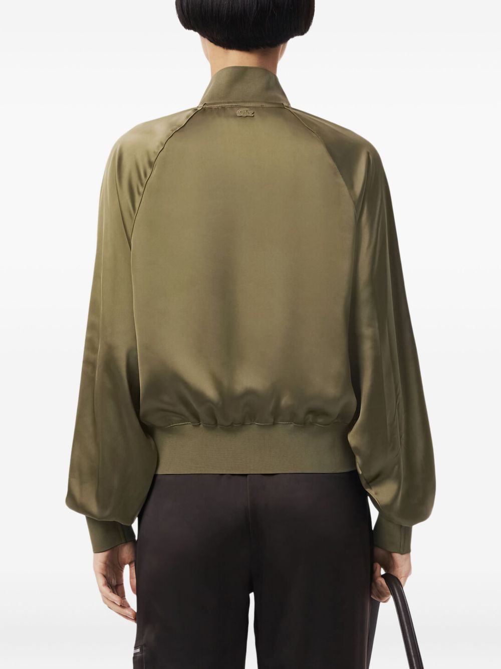 logo-embroidered satin bomber jacket - 3