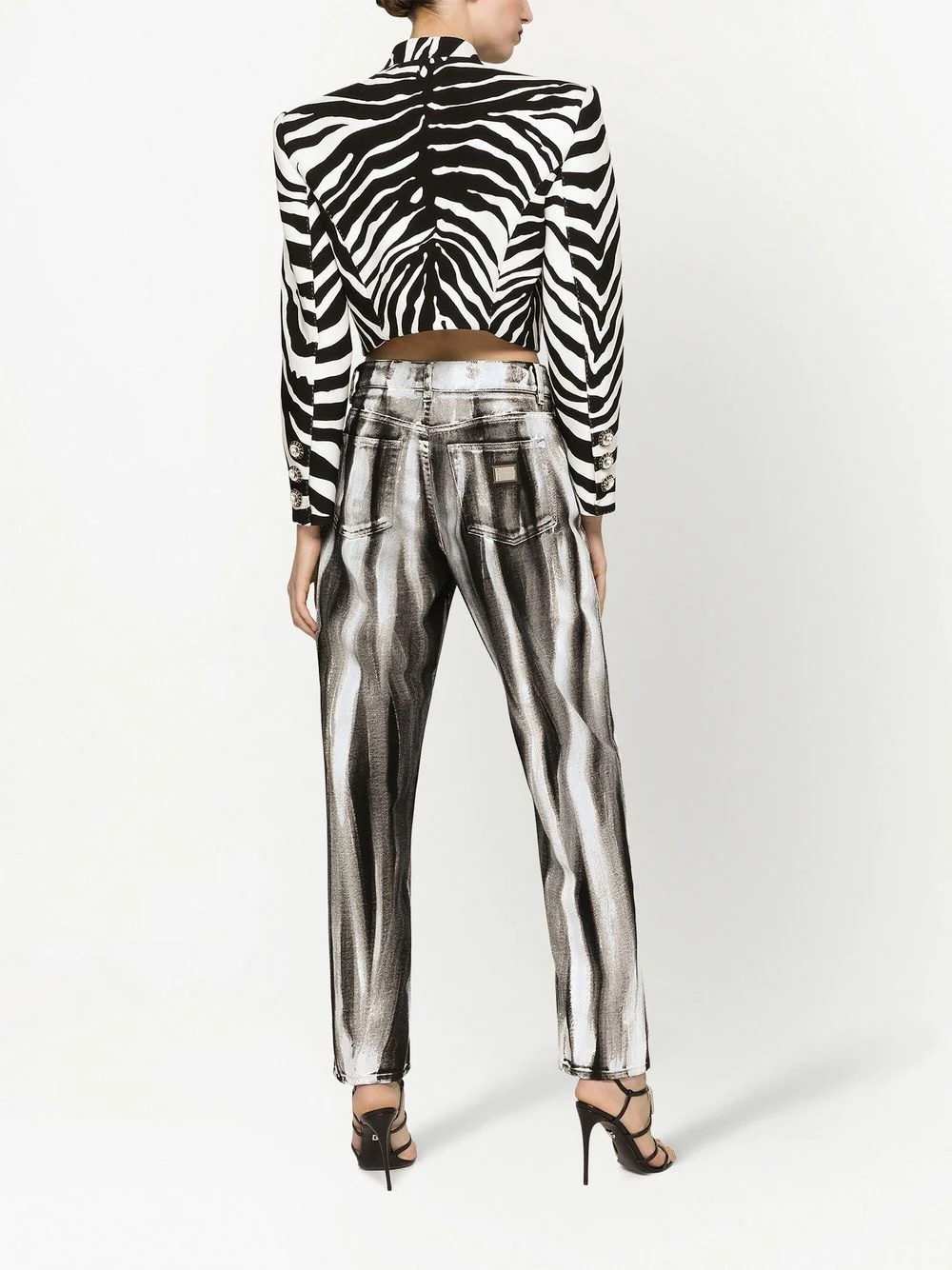 stripe-print cropped boyfriend jeans - 4