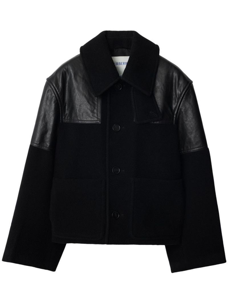 panelled leather-wool jacket 1